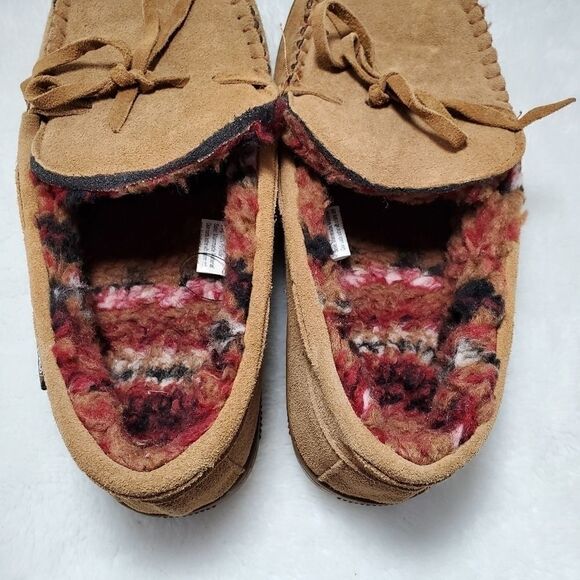 Muk Luks Lined Leather Moccasins  Brown Size 9 - Picture 10 of 10